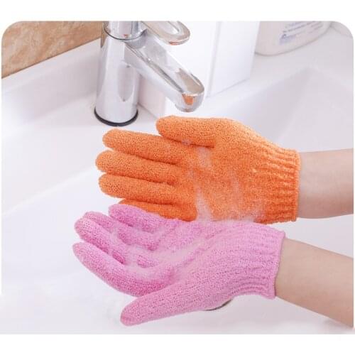 1Pair Bath Body Shower Exfoliating Scrubber Glove Wash Skin Spa Massage Body Scrubber Cleaner (Random Color)