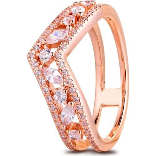 100% 925 Sterling Silver Rings for Women Sparkling Marquise Double Wishbone Ring Wedding Jewelry anillos 2020 New