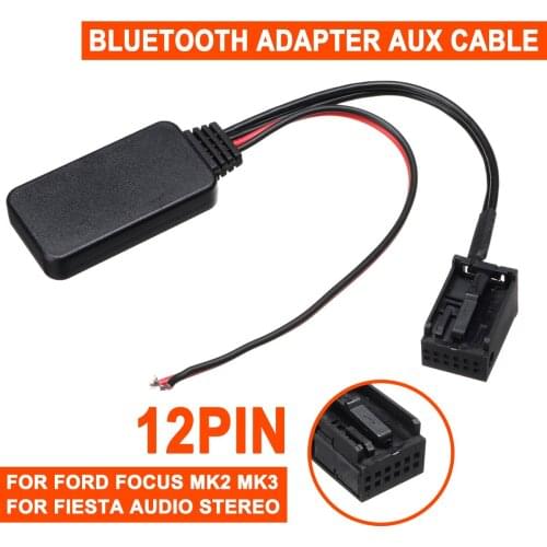 12V 12Pin Rear Port Car bluetooth Adapter Wireless Audio Stereo Auto Accessories For Ford for Focus Mk2 MK3 for Fiesta Aux Cable