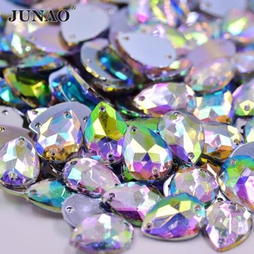 13*18mm 200pcs Sewing Crystal AB Color Drop Rhinestones Applique Acrylic Stones Flatback Strass Crystals For Clothes Dress