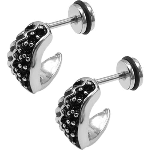 2pieces fashion ear studs for men plug earrings piercing brincos pendientes stainless steel vintage wings anti-allergic jewelry