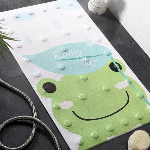 2021 PVC Bathroom Bath Mat Toilet Cartoon Non-slip Shower Mat Bathtub Mat No-Smell Plastic Mat with Suction Cup,Matte Thickened