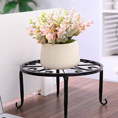3 Pack Metal Potted Plant Stand Floor Flower Pot Rack Decorative Pot Garden Container Round Supports Rack Black