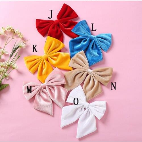 30 Pcs/Lot, Baby Girls 6 Inch Fashion Velvet Bow With Clip Nylon Headband Hairpins Kids Hairgrips Party Hair Accessories
