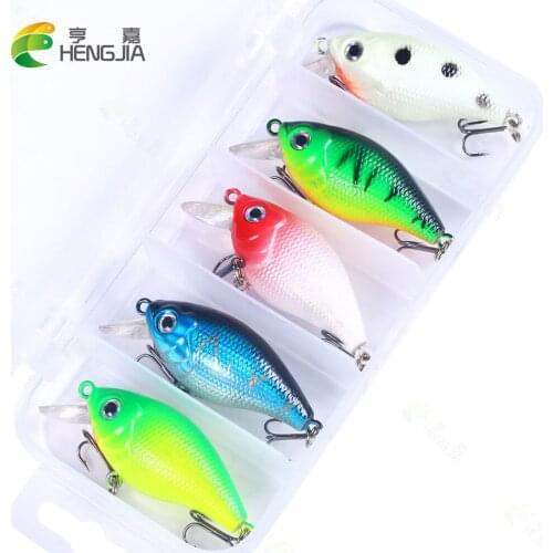 HENGJIA 5pc 6.6g Fishing Lure Kit Minnow floating Lure Isca Crankbait Bait Pesca Jig Fishing Hook Set With Fishing Tackle Box