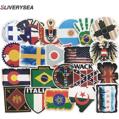 50 PCS National Flags Car Stickers and Decals for Kids Countries Map Travel Sticker to DIY Scrapbooking Laptop Motorcycle