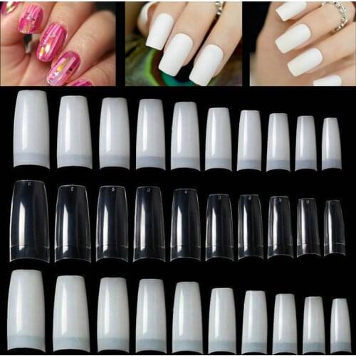500pcs French False Nails Acrylic Nail Art Tips Coffin Fake Nails Fashion DIY Nail White/Clear/Natural Beauty Manicure Tools