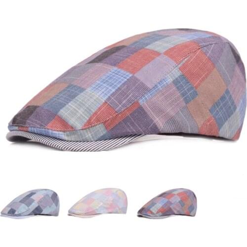 New Fashion Cotton Beret Caps For Men Women Casual Unisex Plaid Caps Spring Autumn Berets Hats Adjustable Flat Cap
