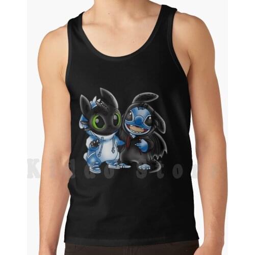 Toothless And Toothless Night Fury Change Uniform tank tops vest 100% Cotton Funny 626 Experiment 626 Hawaiian How