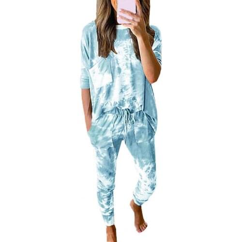 Tracksuit Tie Dye Suit Women Printed Pockets Loose Sets Women Two Pieces Sports Suit vetement femme 2021 спортивный костюм женск