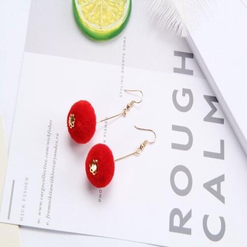 Bohemian Style Resin Drop Girl Wedding Party Elegant Earrings for Women New Hot Simple Big Ear Hook Hair Ball Drop Girl Wedding