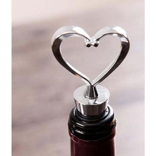 Elegant Heart Shaped Red Wine Champagne Wine Bottle Stopper Valentines Wedding Gifts Set Wine Stopper
