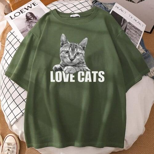 Tabby Cat Lying Down Printing T-Shirts Mans Fashion Cool Clothing Vogue Oversized T-Shirts Streetwear Creativity Mens Tshirts