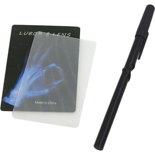 Adult Kid Toy Perspective Distortion LUBORS LENS Card And Pen Close Up Street Magic Trick Tricky Gimmick Easy To Do For Beginner