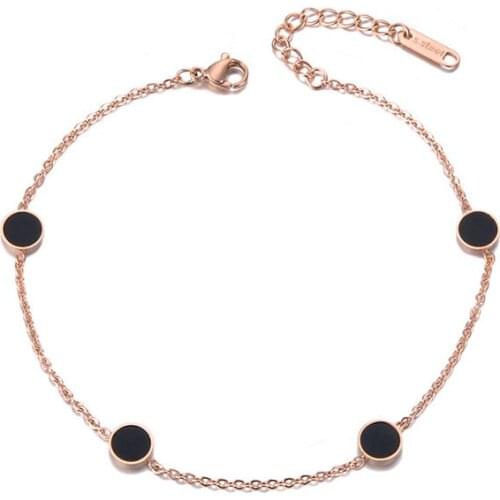 Minimalist Rose Gold Color Anklets Foot Jewelry 5Pcs Acrylic Circle Chain & Link Stainless Steel Anklet Jewelry A19012