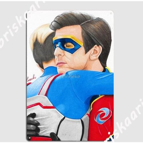 Captain Man And Kid Danger Hug Traditional Metal Sign Cinema Garage personalized Poster Wall Tin sign Poster