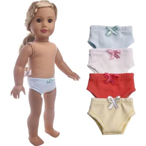Doll Underpants 4 Colors Handmade Doll Panties with cute bow Fit 18 Inch American & 43 Cm Born Doll Accessories For Generation