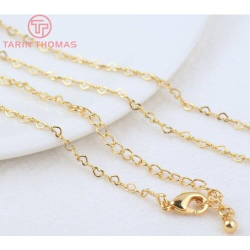 2PCS Length 50CM Thickness 2MM 24K Gold Color Brass Finished Necklace Chain High Quality DIY Jewelry Making Findings Accessories