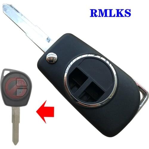 Modified Flip Folding Car Remote Key Case Shell For SUZUKI SWIFT SX4 VITARA ALTO IGNIS JIMNY Splash 2 Buttons Metal Ring