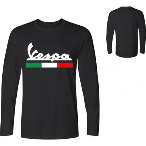 Men Long Sleeve T Shirt Creative Male Motorcycle Pullover Ltaly Flag Man Tshirts Classical Vespa Printed T-Shirt Jogger Workout