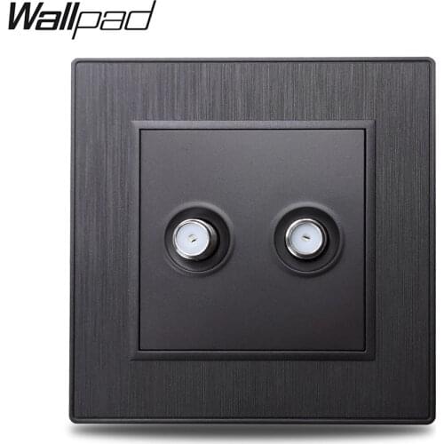 Wallpad S6 Black Silver Gold Double 2 Antenna Satellite TV Wall Wiring Outlet Socket Brushed PC Plate