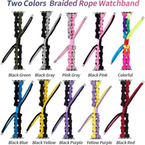 10 Colors Nylon Braided Rope Strap for Apple Watch Band Series 6 SE 5 4 3 Bracelet for Iwatch 40mm 44mm 38mm 42mm Wristband Belt