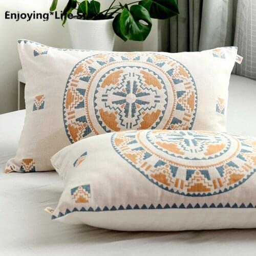 New Japanese Style Pure Cotton 3-layer Gauze Button Pillowcase Thickened Pillowcase Bedroom Home Pillowcase