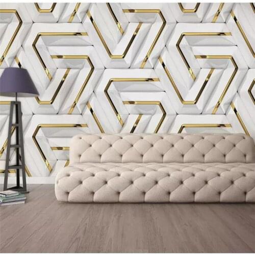Beibehang custom wallpaper 3D geometric pattern background golden abstract living room bedroom wallpaper papel de parede