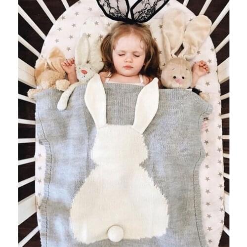 Baby Blankets Swaddle Baby Wrap Knitted Blanket For Kid Rabbit Cartoon Plaid Infant Toddler Bedding Baby room decoration