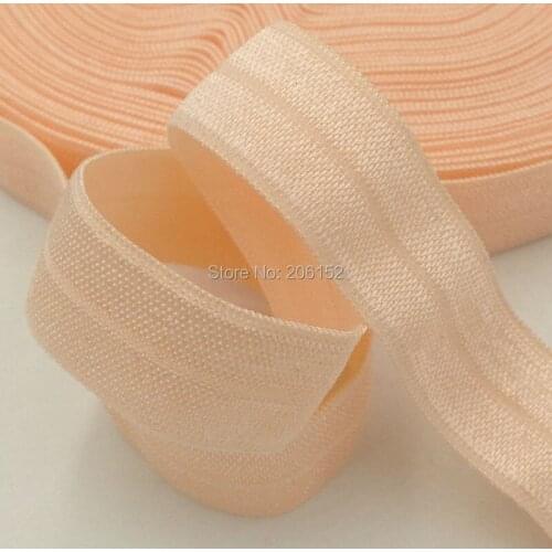 Wholesale Quality Plain Peach Fold Over Elastic 5/8" FOE Ribbon for DIY Headwear Hair Accessories 101colors Available 10Y/lot