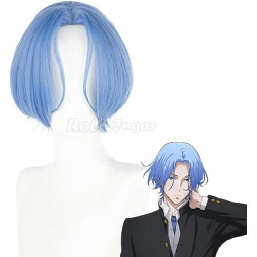 Anime SK8 the Infinity Langa Hasegawa Cosplay Wig Men Women Gradient Blue Short Straight Heat Resistant Hair C28M122