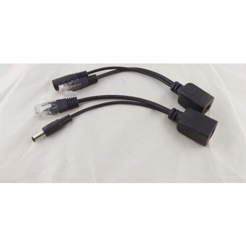 10pairs RJ45 Power Over Ethernet Passive PoE Adapter Injector Splitter Cable Kit Black