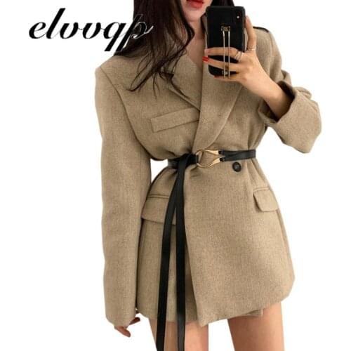 Elegant Loose Female Woolen Blazer 2020 New fashion office work Women Suit Coats Double Button Ladies Jackets high quality
