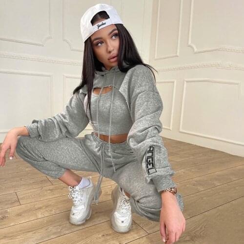 Beachapche 2021 Women Sportswear Warm Outfits Autumn Winter Pullovers 3 piece Casual Hoodie Sweatshirts Suit