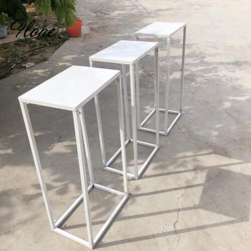 Rectangular Wedding Home flowers stand table decoration white stand for party background geometry road lead flower rack decor