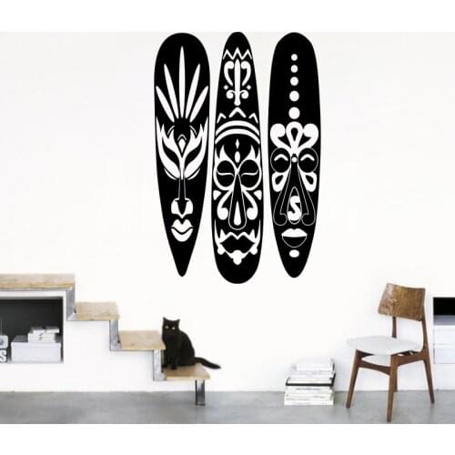Modern African Masks Wall Sticker Kids Room Living Room African Masks Surfboard Wall Decal Bedroom Vinyl Decor