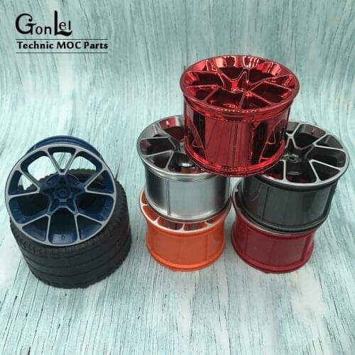 2 Pcs/lot High-Tech Wheel 81.6x44mm ZR Rim Wheel+Tyre Hub 6139227+6217976 fit For 42083 Building Block Bricks Car kids Toy gifts