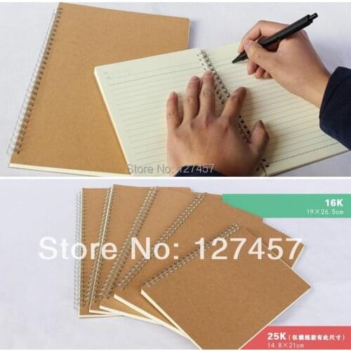 Dowling paper inside with lines note book A5 Kraft cover spiral wire-O binding notebook student writting book