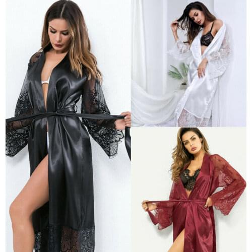 Womens Summer Satin Silk Sleepwear Robe Babydoll Lingerie Nightwear Pyjamas Plus Size