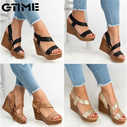 Women Sandals Wedge Platform Sandals Summer Slip On Ladies High Heels Shoes Fashion Open Toe Casual Female Footwear#SJPAE-213