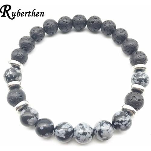 Ruberthen Simple Boho Women`s Mala Beaded Bracelet Handmade Snowflake J-asper Bracelet Natural Stone Bracelet for Women