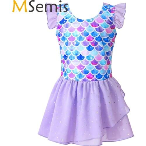 Girls Ballet Dance Leotards Tutu Skirted Dress Mermaid Camisole Ballerina Dancewear