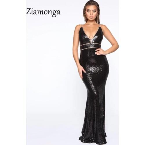 Ziamonga 2020 Women Sexy Off Shoulder Sequin Dresses Female Backless Maxi Elegant Evening Party Dress Runway Long Gowns Vestidos