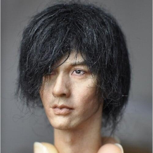 1/6 scale KUMIK male figure head sculpture model with hair attached for 12 inch action figure accessories