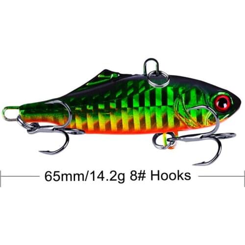 1PCS 6.5cm 14.2g VIB Fishing Lures Bionic Bait Fish Hard Bait Bass Vibration Lure Crankbait Fish Bass Bait Head Hooks