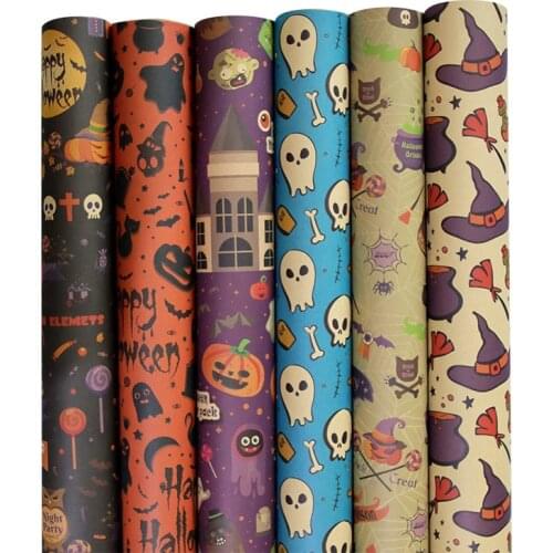 10pcs New Halloween Gift Paper Pumpkin Ghost Castle Craft Paper Party Wrapping Paper Gift Package Material