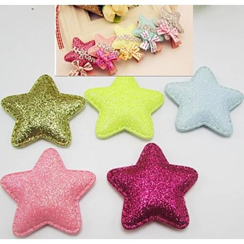 30PCS/Lot 7 color 4.8cm gold big Star Padded Applique Crafts for Children Headwear Hair clip Accessories and Garment Patch