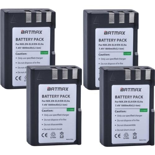 4Pcs 1800mAh EL 9a EL 9E ENEL9 EN-EL9 EN-EL9a EN-EL9E Battery Pack for Nikon D3000, D40, D40x, D5000, D60 Digital SLR Camera