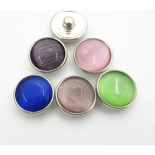 Mix color 50pcs/lot 18mm Cats Eyes Opal Snap Buttons DIY snap bracelet necklace snap pendant charms diy snap jewelry