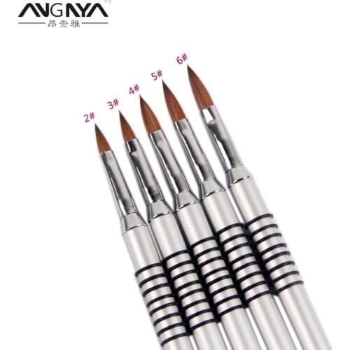 ANGNYA 10pc Nail Art No.2/3/4/5/6/8 Acrylic Liquid Powder Carving Builder Pen Brush Kolinsky Sable DIY Flower Nail Painting Tool